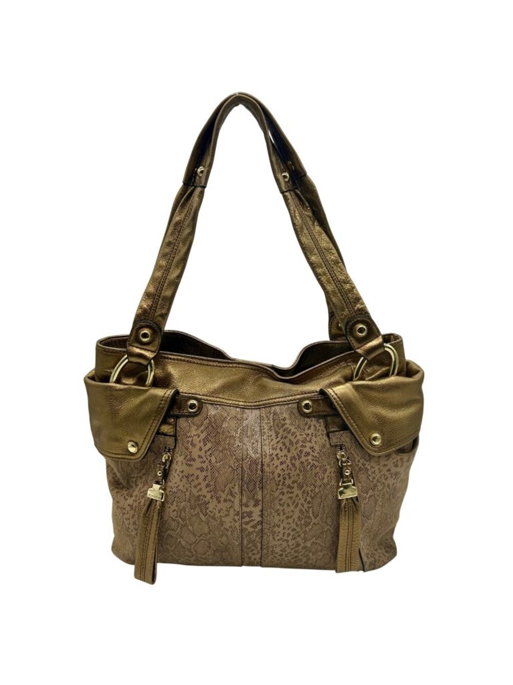 B. Markowsky Leopard Print Leather Shoulder Bag
